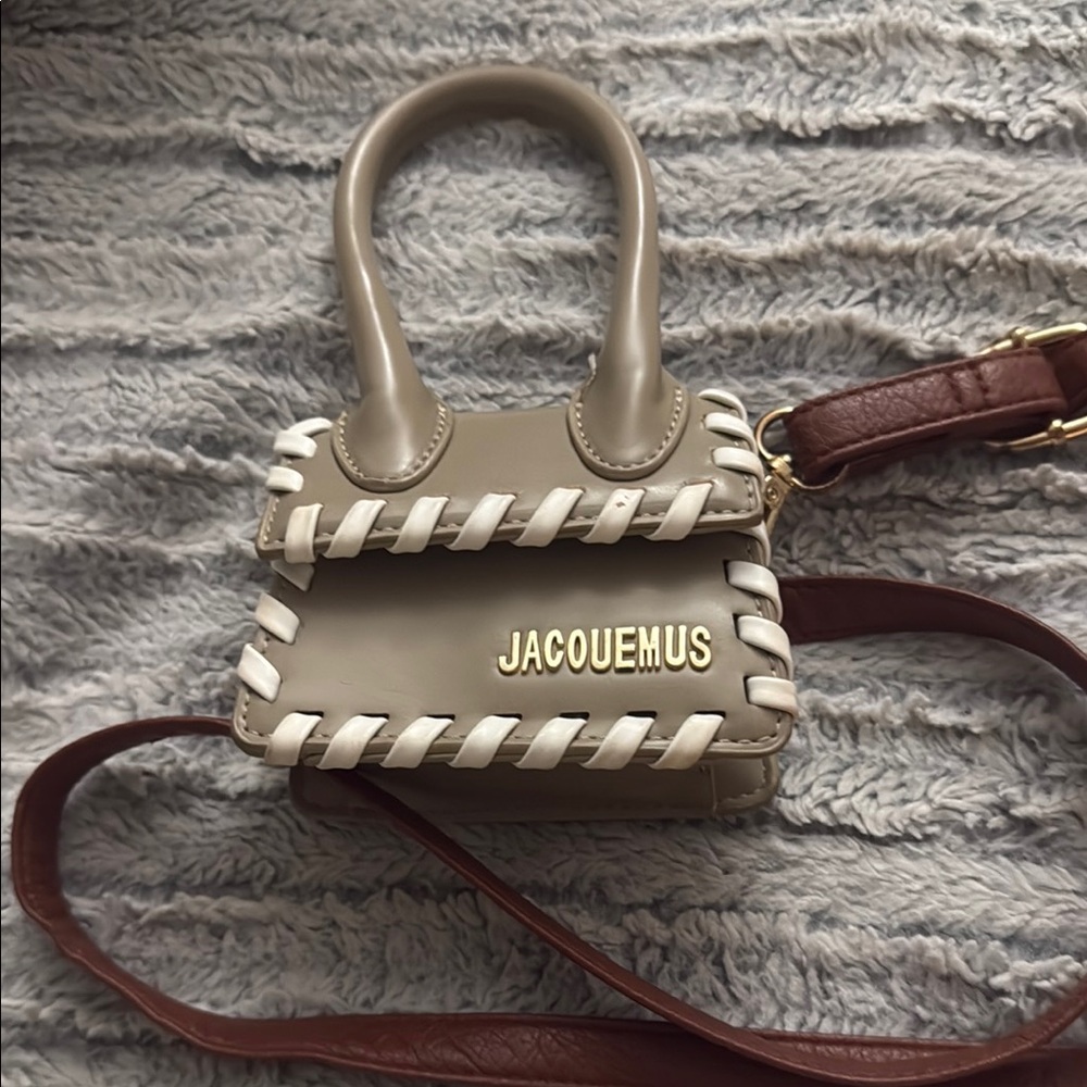 Jacquemus Cream and Brown Mini Bag with Textural Elements inspired - Picture 1 of 3